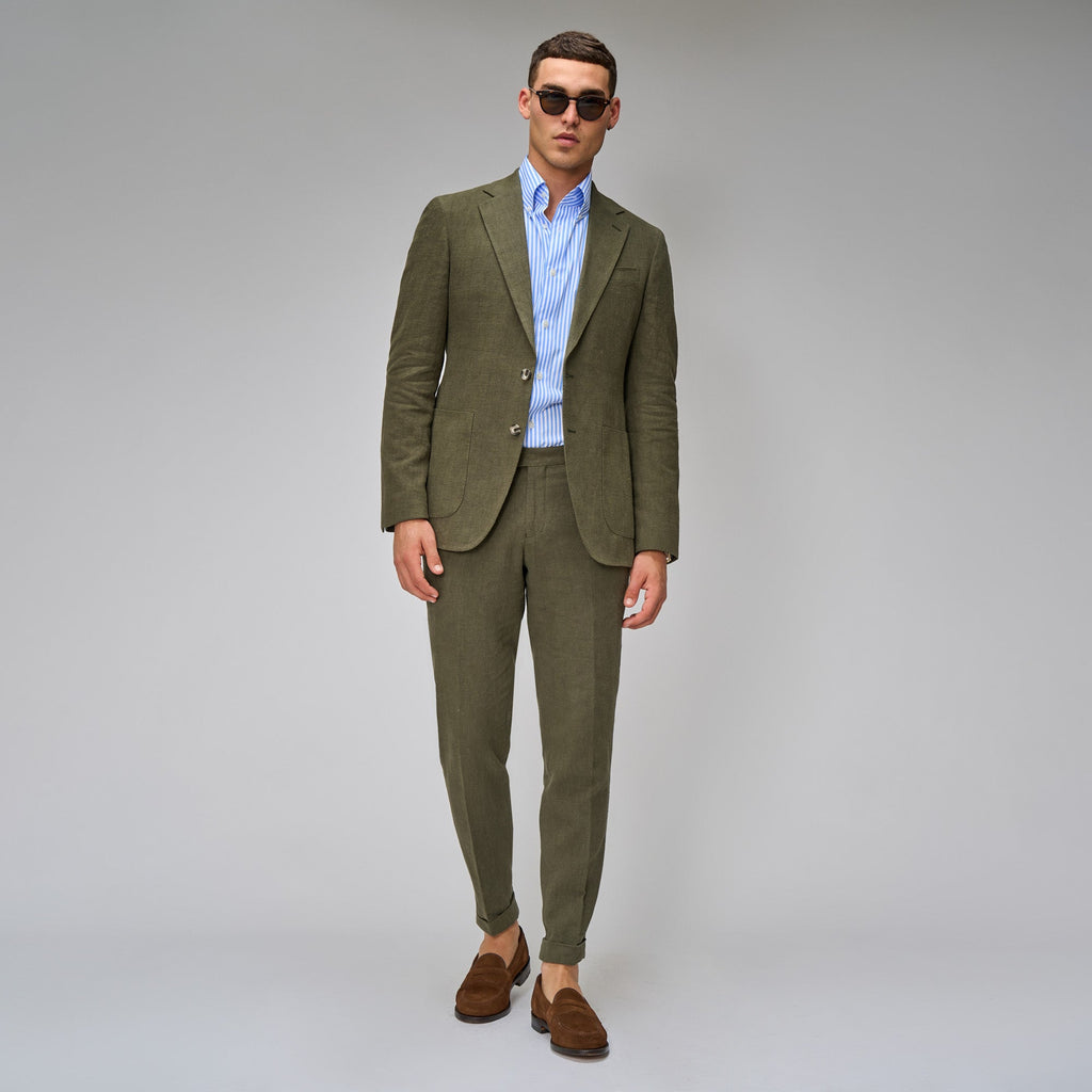 Army Green Linen Suit - Brent Wilson