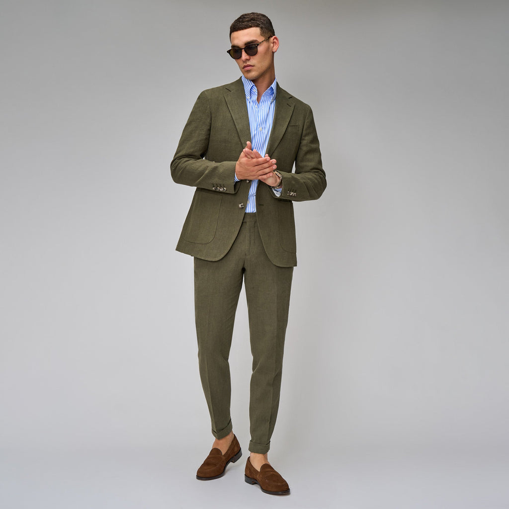 Army Green Linen Suit - Brent Wilson