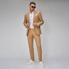Camel Linen Blend Suit - Brent Wilson