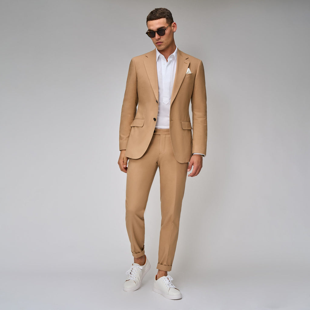 Camel Linen Blend Suit - Brent Wilson