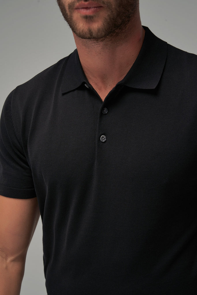 Knit Polo - Black - Brent Wilson