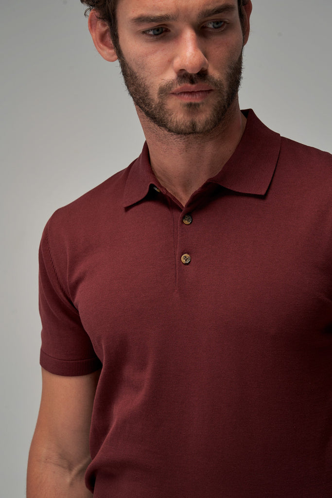 Knit Polo - Burgundy - Brent Wilson