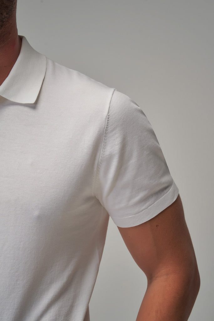 Knit Polo - White - Brent Wilson