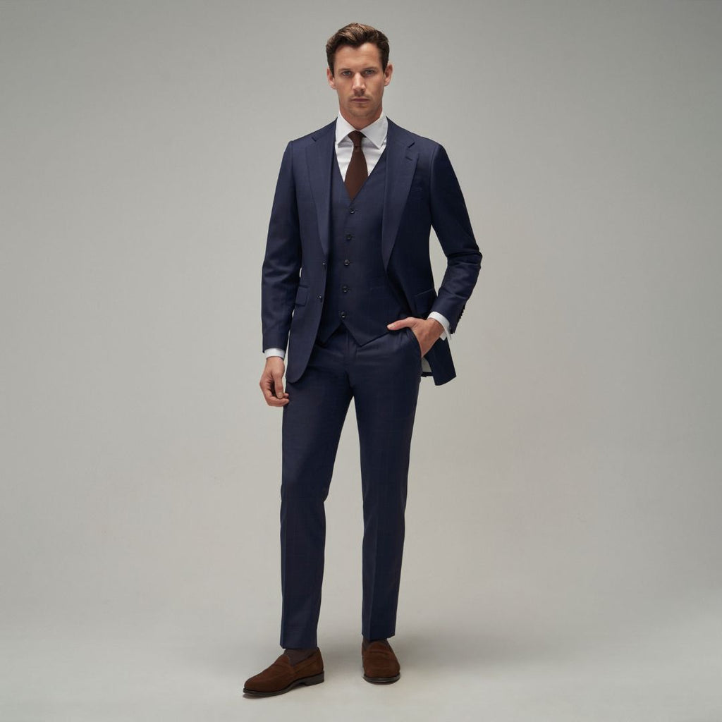 Buy Navy Blue Check Suits | Made To Measure Tailoring | Brent Wilson