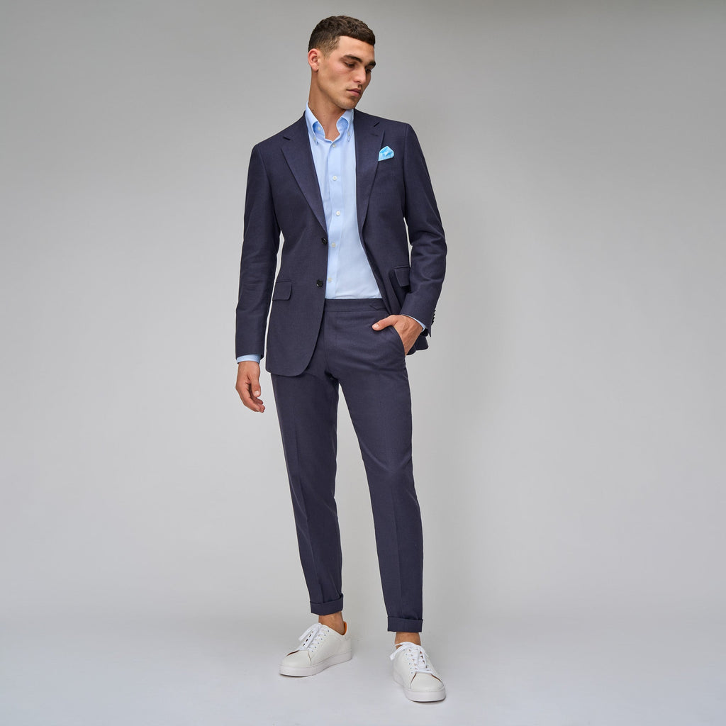 Navy Linen Blend Suit - Brent Wilson