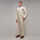 Oatmeal Cotton / Linen 3 Piece Suit - Brent Wilson