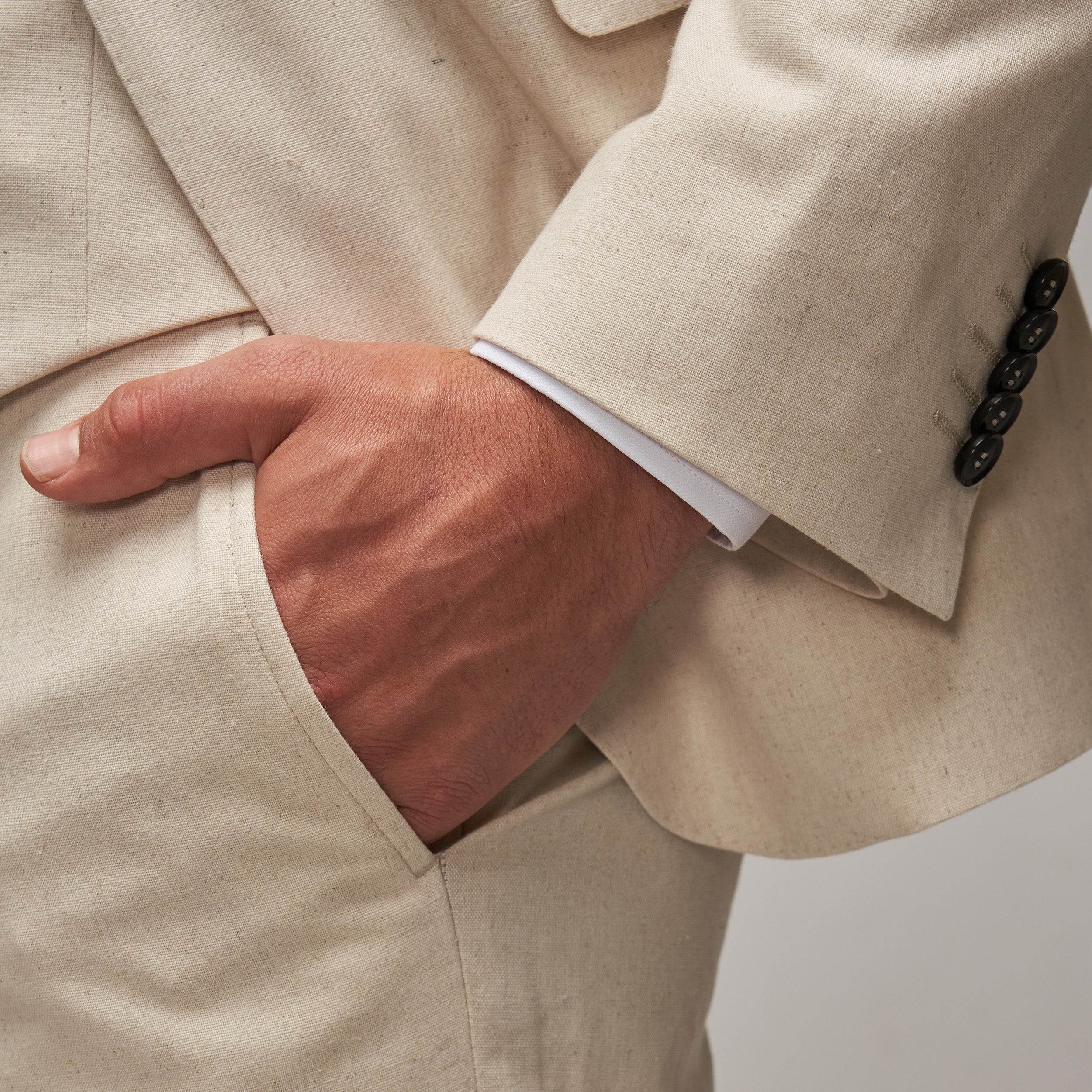 Oatmeal Cotton / Linen 3 Piece Suit - Brent Wilson