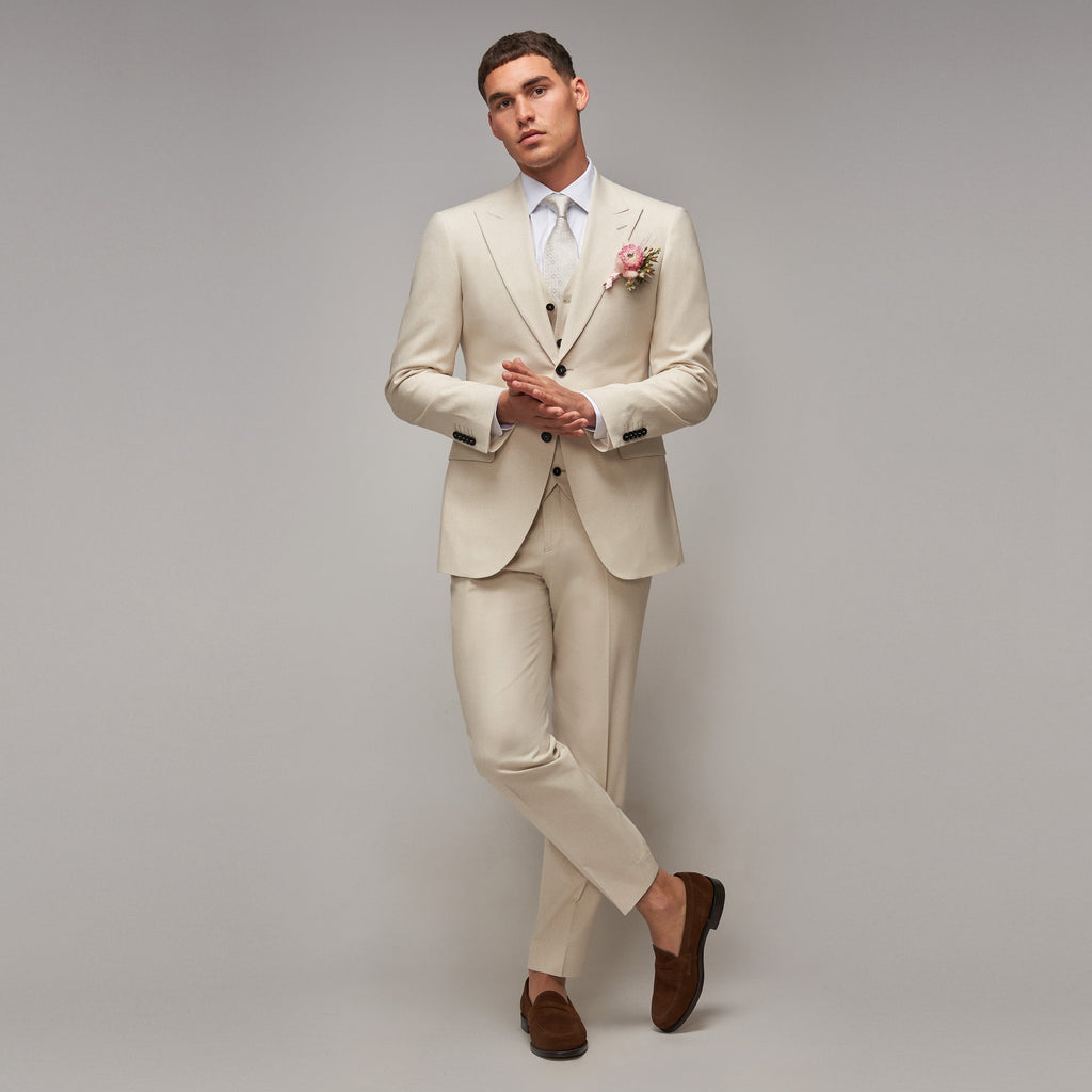 Oatmeal Cotton / Linen 3 Piece Suit - Brent Wilson