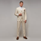 Oatmeal Cotton / Linen 3 Piece Suit - Brent Wilson